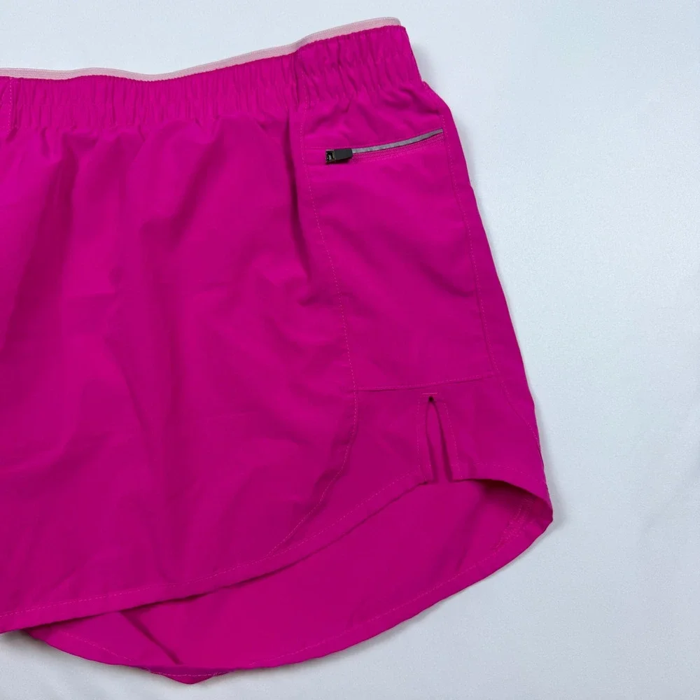 ASICS Running Shorts Womens XL Pink WA1SH2467 Athletic Lined Zipper Pocket